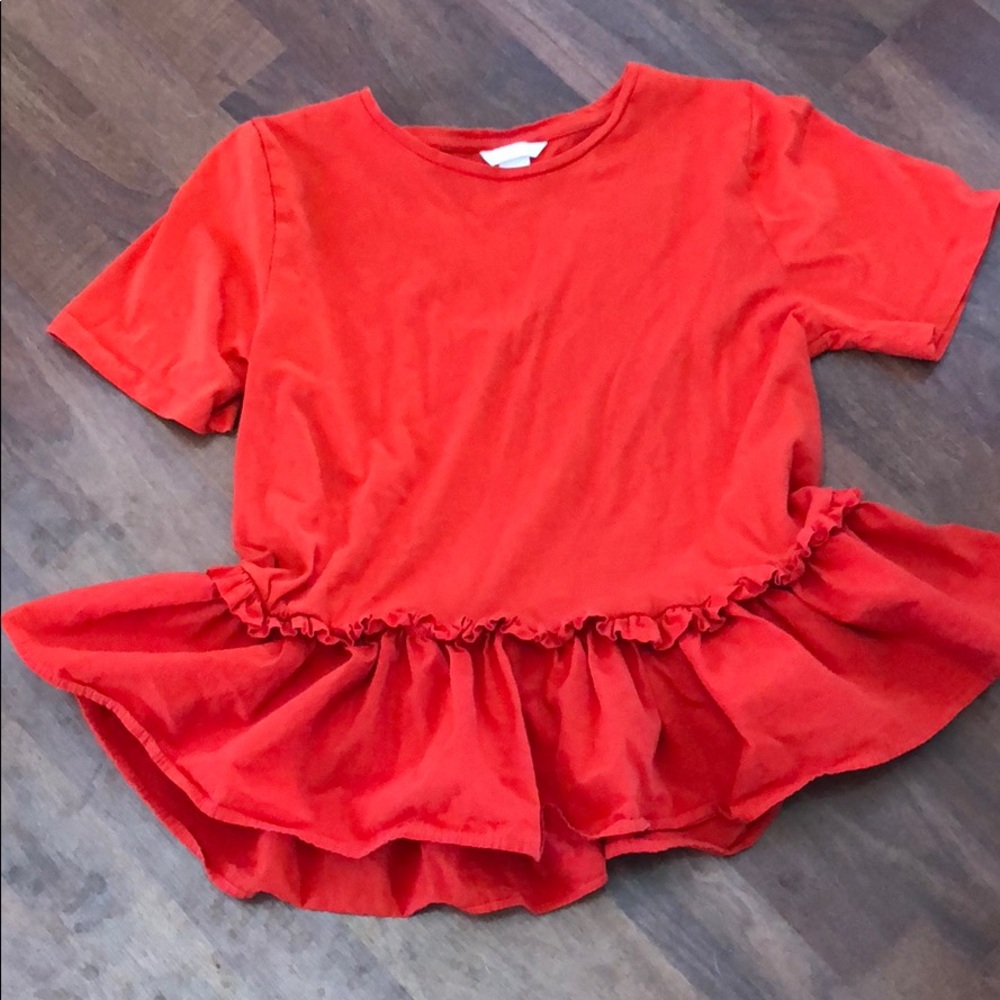 Red Shirt with Ruffle - Size M